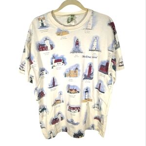 Vintage Art Unlimited nautical lighthouses and states Tshirt size men's XL